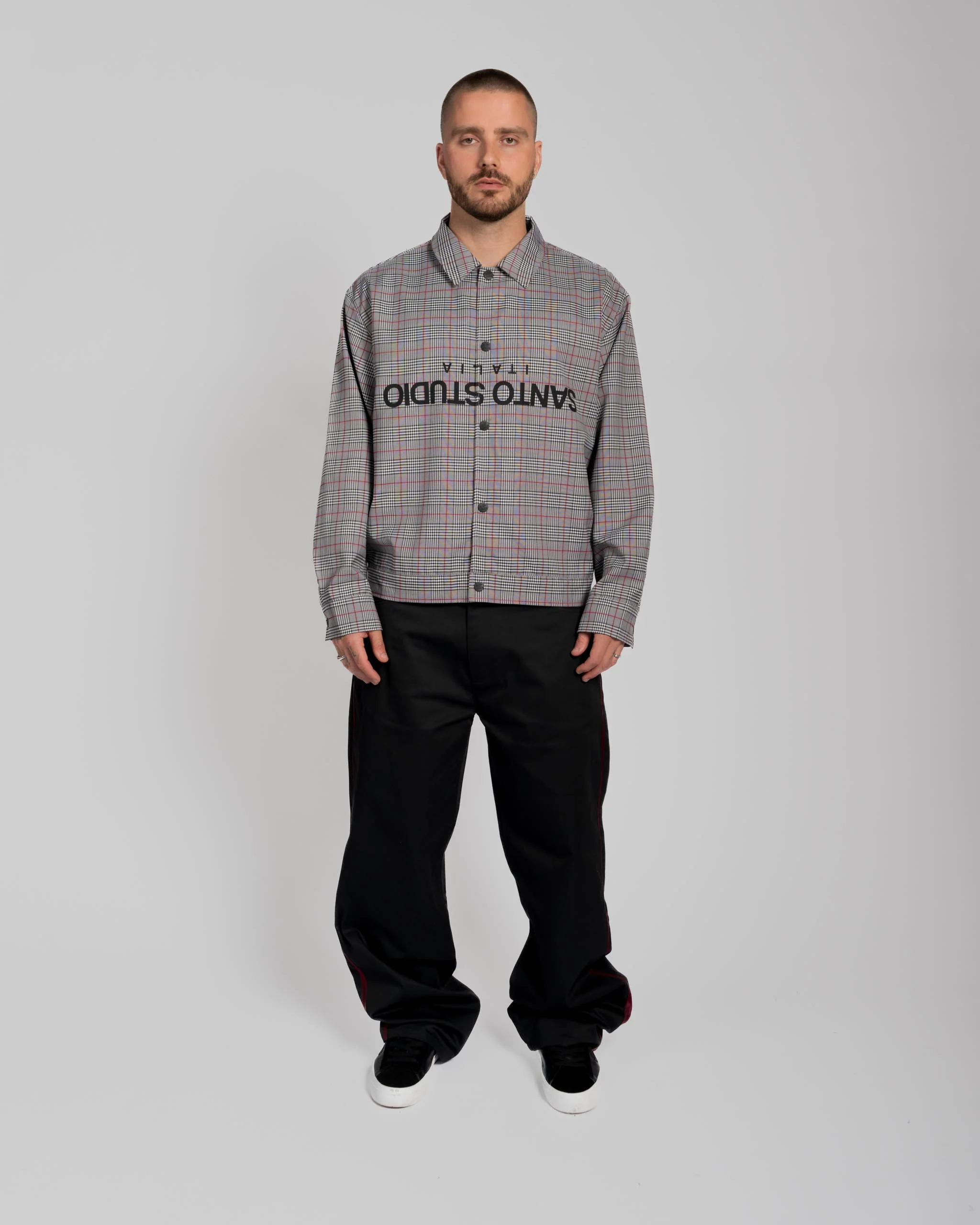 Plaid Button Up Shirt Jacket - Bear Degidio Edition - Image 11